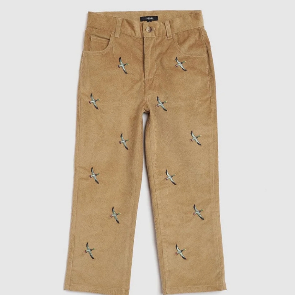 Padel Kids wear Cape Cod Duck Motif Tan Corduroy Pants